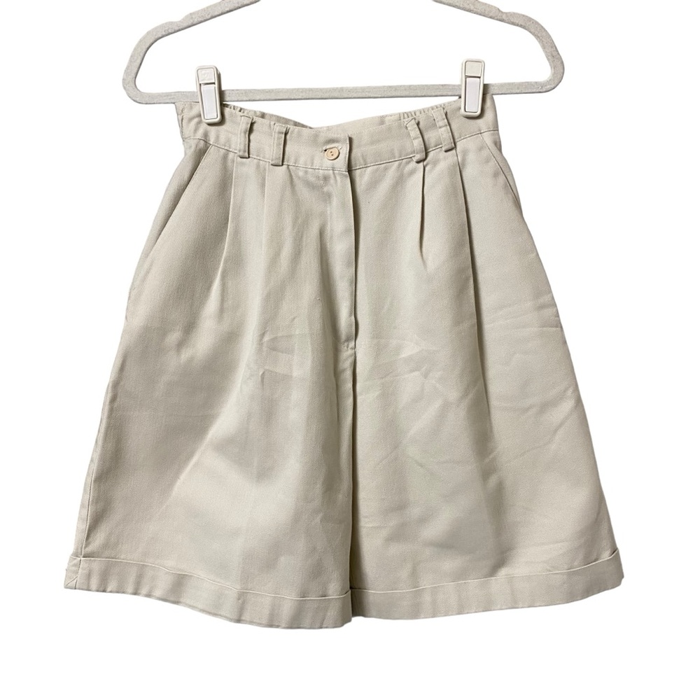 Vintage 80s tan cream neutral high waisted dad shorts minimalist size 8
